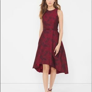 WHBM NWT RED JACQUARD HIGH-LOW DRESS SZ 0